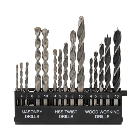 Autofiletante si bormasini - Trusa burghie pentru lemn, piatra si metal 15 buc ROTOR RBM15