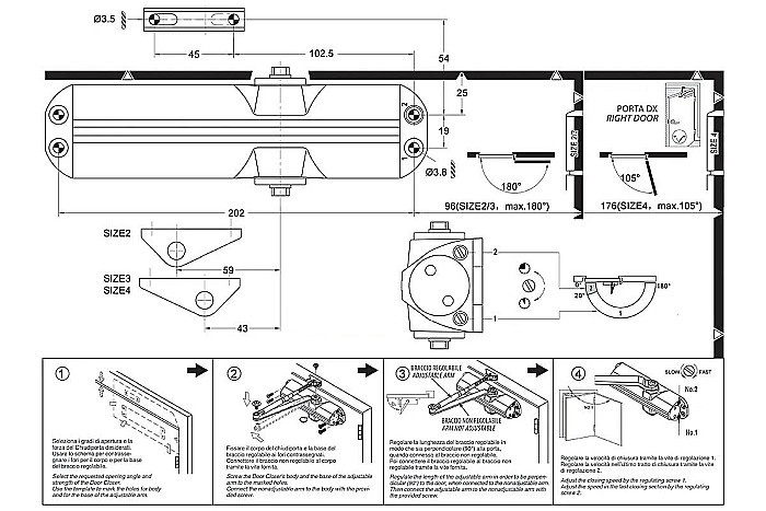 Amortizorul pentru usa ,50 x 54 x 220 mm,IB92AF [2]