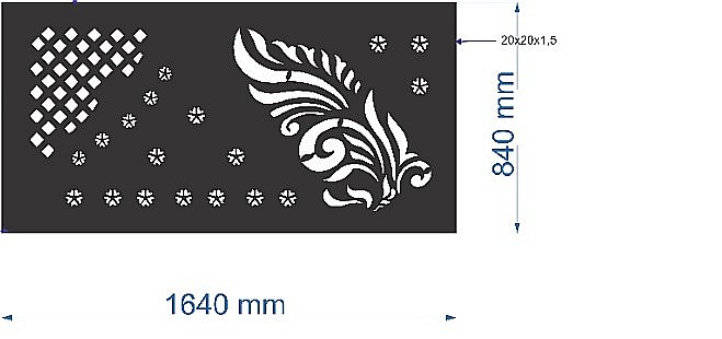 Panou de gard Din Tabla Decupata (Traforata CNC) Cu Laser, PG012 , 1640 X 840 Mm, Negru [2]