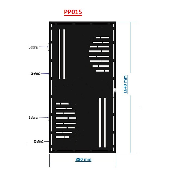 Poarta acces pietonal,din tabla decupata (Traforata CNC) cu plasma,PP015 , 1680 X 880 mm [2]
