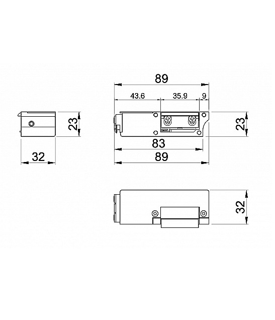 Yala electromagnetica incastrabila pe dreapta, 89x32x23 mm, IB9530DX [2]