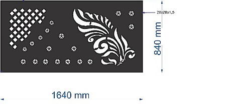 Panou de gard Din Tabla Decupata (Traforata CNC) Cu Laser, PG012 , 1640 X 840 Mm, Negru [1]