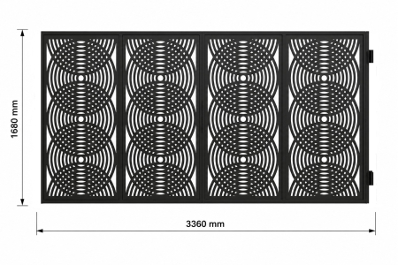 Poartă acces auto din tablă decupată CNC cu plasmă – Model PA020, 1680 × 3360 mm [1]