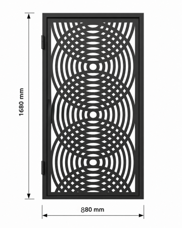 PORTI - Poartă acces pietonal din tablă decupată (traforată CNC) cu plasmă, PP020, 1680 × 880 mm