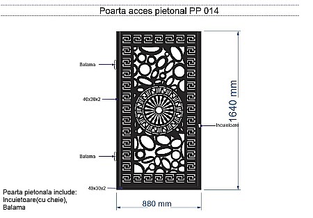 Poarta Acces Pietonal,Din Tabla Decupata (Traforata CNC) Cu Laser PP014, 1680 mm X 880 mm [1]