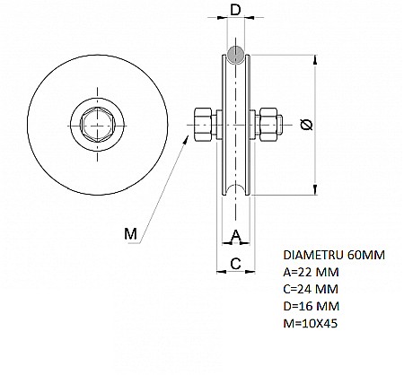 Roată cu rulment tip P diametru 60mm [1]