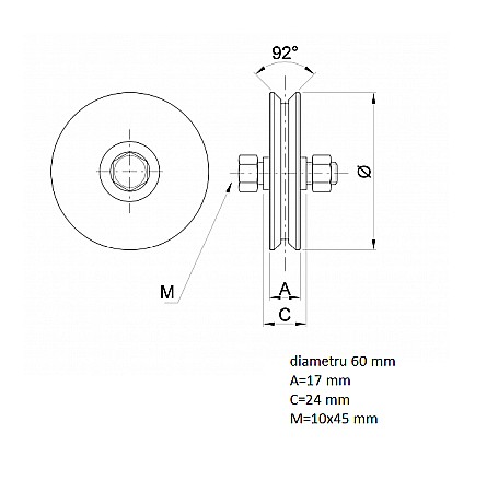 Roata cu rulment tip V diametru 60mm 360060 [1]