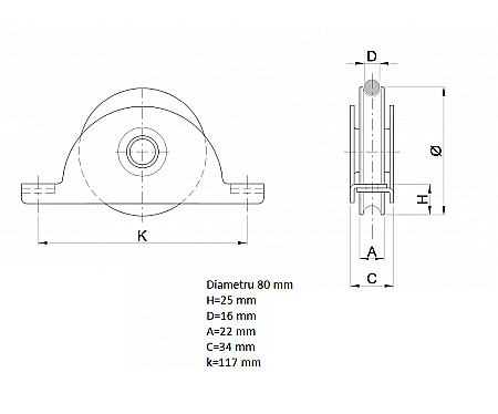 Roti cu suport intern Φ80 mm profil P392080P [1]