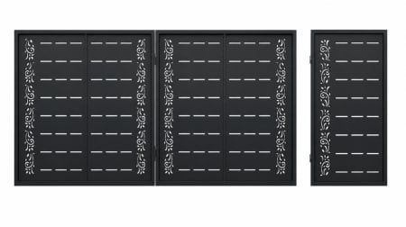 Promoții porti - Set poartă auto + poartă pietonală din tablă decupată CNC – Model PA019 + PP019