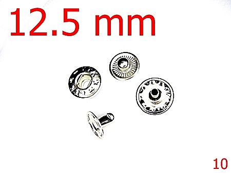 Accesorii metalice pentru marochinarie - 10/BUTONI MANUSA 12.5MM ALFA-12.5-mm---nichel---4H3--I11