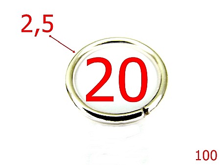 Inele - 100/INEL ROTUND 2  CM-20-mm-2.5-nichel---4D7-4B7-4B1--H12