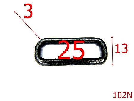 Inele dreptunghiulare - 102N/INEL DREPTUNGHIULAR  2.5 CM-25-mm-3-negru---3L2--U32