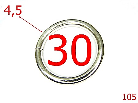 Inele rotunde - 105/INEL ROTUND 3 CM *4.5MM-30-mm-4.5-nichel-----