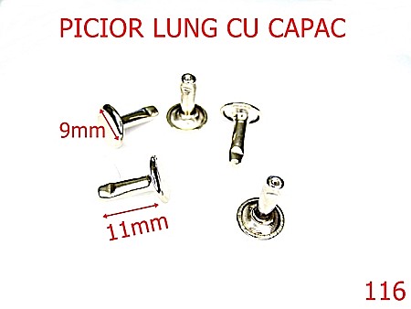 Capse rapide - 116/PICIOR LUNG CU CAPAC 11 MM-9X11-mm---nichel-16C14----
