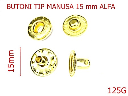 Riveti Capse rapide - 125G/BUTONI MANUSA  15 MM-15-mm---gold---4H1-4J3-R30