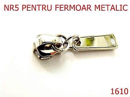 Cursori fermoar - 1610/CURSOR PT FERMOAR METALIC /NIKEL-nr 5-mm---nichel---2E3--AG37