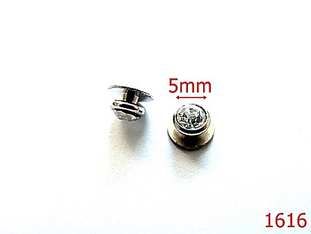 Accesorii metalice pentru marochinarie - 1616/ORNAMENT CU STRASS /NIKEL-5-mm---nichel-----AF13