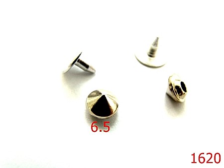 Accesorii metalice pentru marochinarie - 1620/ORNAMENT CONIC DIN ZAMAK/NIKEL-6.5-mm---nichel-AK20-AF17----