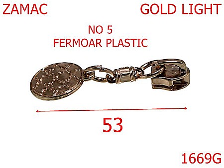 Cursori fermoar - 1669G/CURSOR NR 5 PT FERMOAR PLASTIC /GOLD-nr 5-mm---gold---2D4--Y21