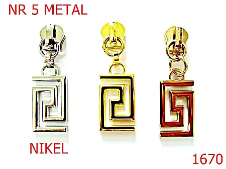 Cursori fermoar - 1670/CURSOR NR 5  PT FERMOAR METALIC /NIKEL-nr 5-mm---nichel---2E3--AB30