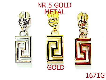 Cursori fermoar - 1671G/CURSOR NR 5  PT FERMOAR METALIC /GOLD-nr 5-mm---gold---2D3--AB25