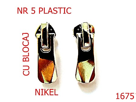 Cursori fermoar - 1675/CURSOR NR 5  CU BLOCAJ PT FERMOAR PLASTIC /NIKEL -nr 5-mm---nichel---2G5--AC19