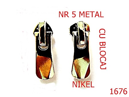 Cursori fermoar - 1676/CURSOR NR 5  CU BLOCAJ PT FERMOAR METALIC  /NIKEL -nr 5-mm---nichel---2F2--AC10