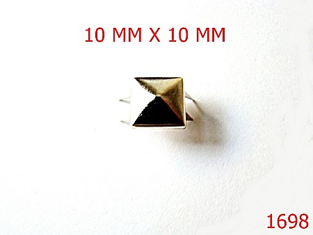 Accesorii metalice pentru marochinarie - 1698/PIRAMIDA ALAMA NIKELETA 10MMX10 MM-10x10-mm---nichel---4C8/4I8--V19