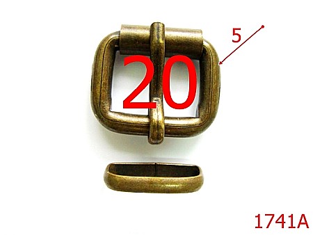 Catarame rola si 1 cui - 1741A/CATARAMA CU ROLA SI PAFTA 20MM/ANTIC-20-mm-5-antic-7C5-7D8--6K6/4H5--AI20
