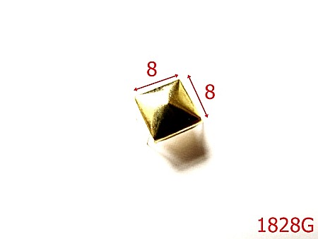 Accesorii metalice pentru marochinarie - 1828G/ORNAMENT PIRAMIDAL 8MM/GOLD-8x8-mm---gold-----AK21