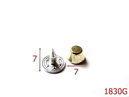 Accesorii metalice pentru marochinarie - 1830G/ORNAMENT CALOTA TRONCONICA ZAMAC 7MM/GOLD-7-mm---gold-----AK23
