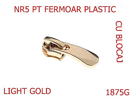 Cursori fermoar plastic - 1875G/CURSOR NR 5 CU BLOCAJ FERMOAR PLASTIC /GOLD-nr 5-mm---gold---2D2--AM21
