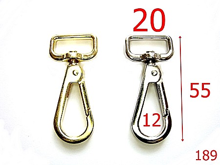 Carabine poseta - 189/CARABINA 2 CM NIKEL-20-mm---nichel--5B3-5B1/7E3-5J6-AK30