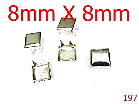 Accesorii metalice pentru marochinarie - 197/ORNAMENT PATRAT  8mmX8mm-8X8-mm---nichel-----
