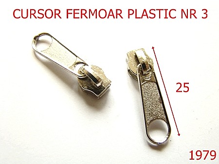 Cursori fermoar plastic - 1979/CURSOR FERMOAR PLASTIC NR3/NIKEL-Nr 3-mm---nichel---2D4--AN26