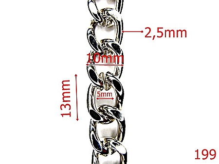 Lant poseta otel - 199/LANT 13X10 X2,2mm-5-mm---nichel---7G4--