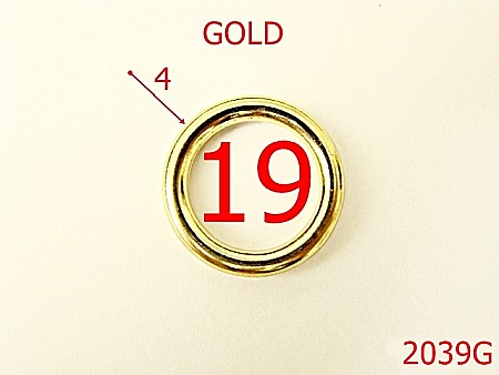 Inele rotunde - 2039G/INEL ROTUND 19MM*4/ZAMAC/GOLD-19-mm-4-gold---4F6--