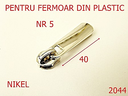 Cursori fermoar plastic - 2044/CURSOR NR 5 PT FERMOAR PLASTIC/ZAMAC/NIKEL-Nr 5-mm---nichel---2G5--