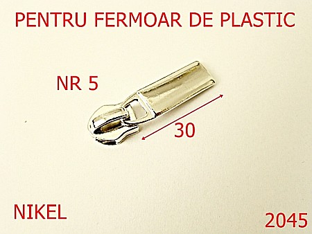 Cursori fermoar plastic - 2045/CURSOR NR 5 PT FERMOAR PLASTIC/ZAMAC/NIKEL-Nr 5-mm---nichel---2F3--