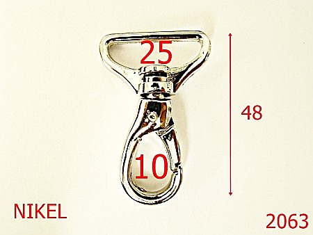 Carabine poseta - 2063/CARABINA 25MM/ZAMAC/NIKEL-25-mm---nichel---5F1-5J1-7L4/5D5-6C8/6D8-