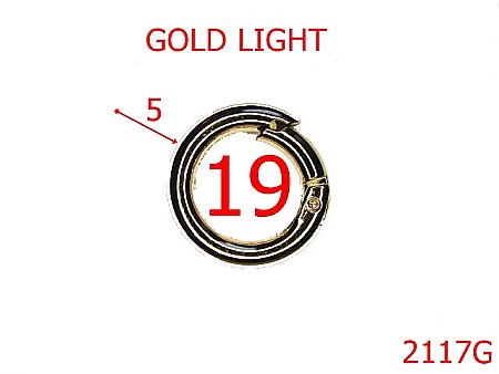 Inele carabina - 2117G/INEL CARABINA 19MM*5MM/ZAMAC/GOLD LIGHT-19-mm-5-gold light-23F4----