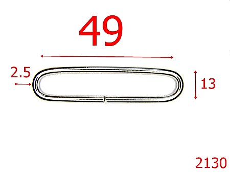 Inele ovale - 2130/INEL OVAL 48MM*2.5MM/OTEL/NIKEL-49-mm-2.5-nichel---3L6/3B6-3E-