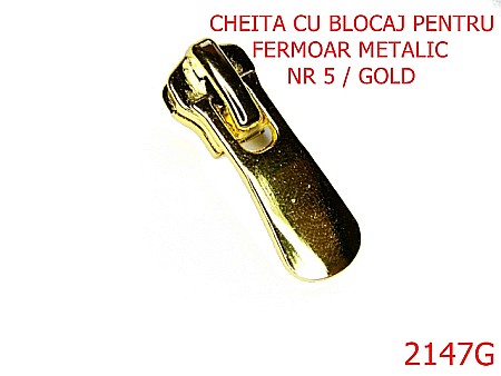Cursori fermoar metalic - 2147G/CURSOR NR 5CU BLOCAJ /FERM METAL/GOLD-Nr 5-mm---gold---2E3--
