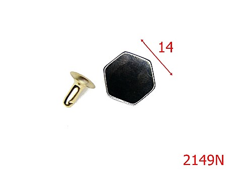 Accesorii metalice pentru marochinarie - 2149N/ORNAMENT HEXAGONAL 14MM/OTEL/NEGRU-14-mm---negru-----AO24