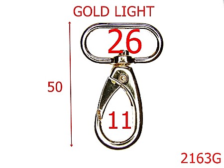Carabine poseta - 2163G/CARABINA 26MM/ZAMAC/GOLD LIGHT-26-mm---gold light---5A3--