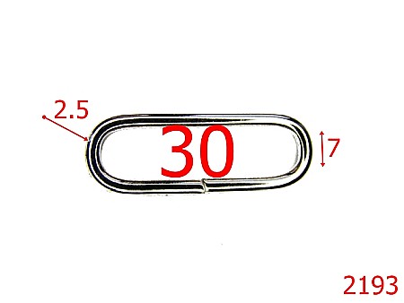 Inele ovale - 2193/INEL OVAL 30MM*2.5MM/OTEL/NIKEL-30-mm-2.5-nichel---3B6--