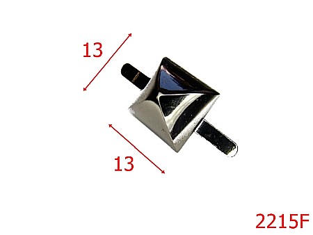 Accesorii metalice pentru marochinarie - 2215F/PIRAMIDA ORNAMENTALA 13MMX13MM/ZAMAC/FUME-13x13-mm---fume-----