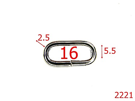 Inele ovale - 2221/INEL OVAL 16MM*2.5MM/OTEL/NIKEL-16-mm-2.5-nichel---3A6--