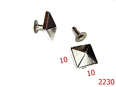 Accesorii metalice pentru marochinarie - 2230/ORNAMENT PIRAMIDA 10MM*10MM /NIKEL-10x10-mm---nichel---7J6--Z27