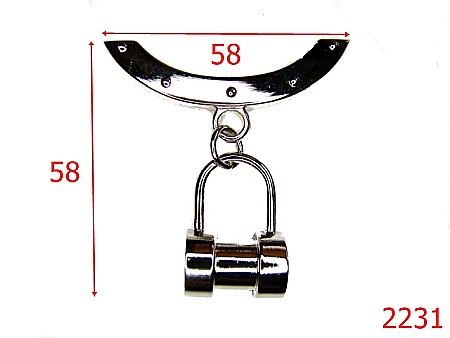 Accesorii metalice pentru marochinarie - 2231/ORNAMENT LACATEL 58MMX58MM/ZAMAC/NIKEL-58x58-mm---nichel-15A8--3A7--